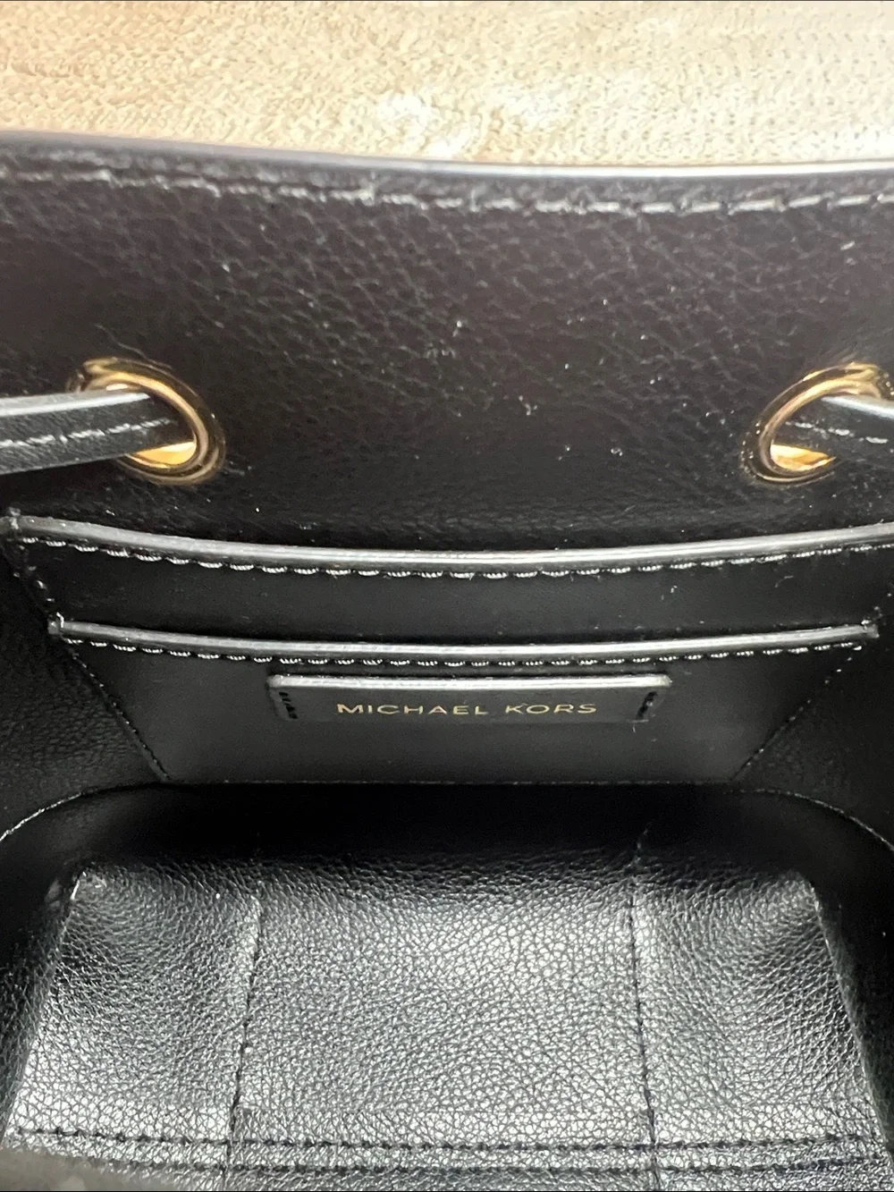 Michael Kors Black Pebbled Leather Drawstring Bucket Crossbody